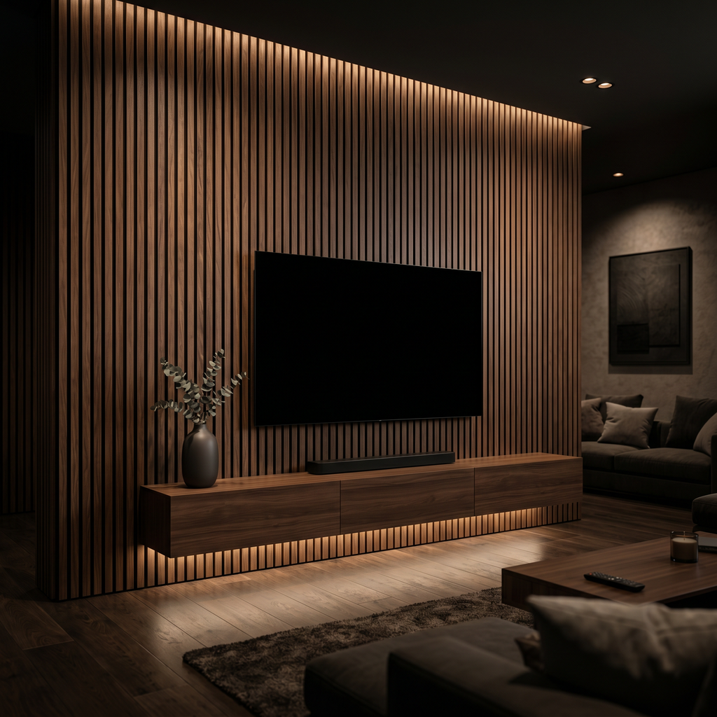 Brunello XL — Walnut Acoustic Wall Panel 270 × 110 cm