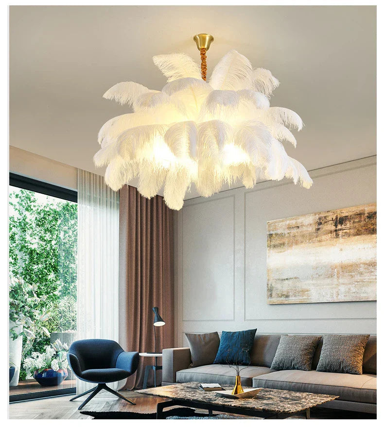 Modern Nordic Feather Pendant Chandelier Light for Living Room, Bedroom & Home Decor