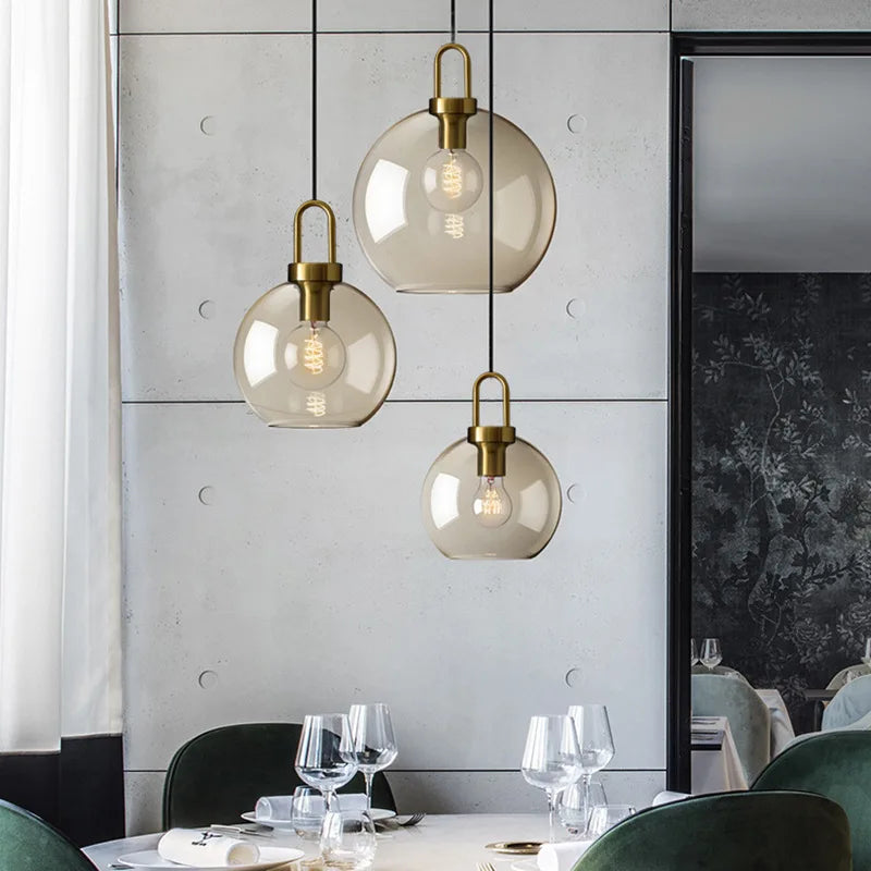 Modern Nordic Glass Pendant Light – Industrial Loft Hanging Lamp Fixture for Kitchen, Restaurant & Home Decor