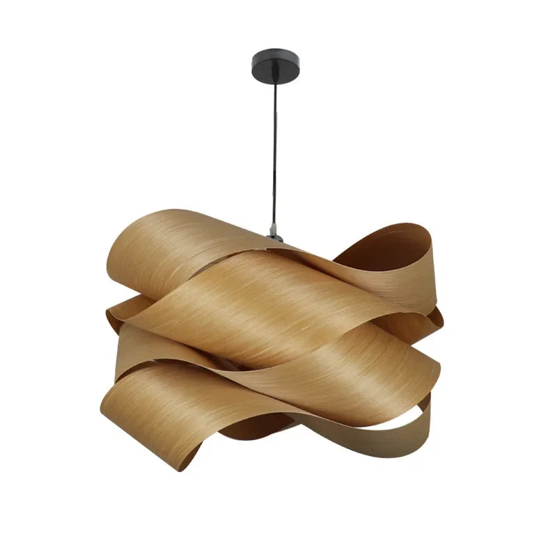 Creative Southeast Asian Wooden Pendant Lamp – Modern Simple LED Chandelier for Bedroom, Restaurant & Hallway Decor