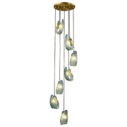 Nordic Glass Ribbon Chandelier Pendant Light with 3-Color Dimmable Lighting for Staircase & Home Decor