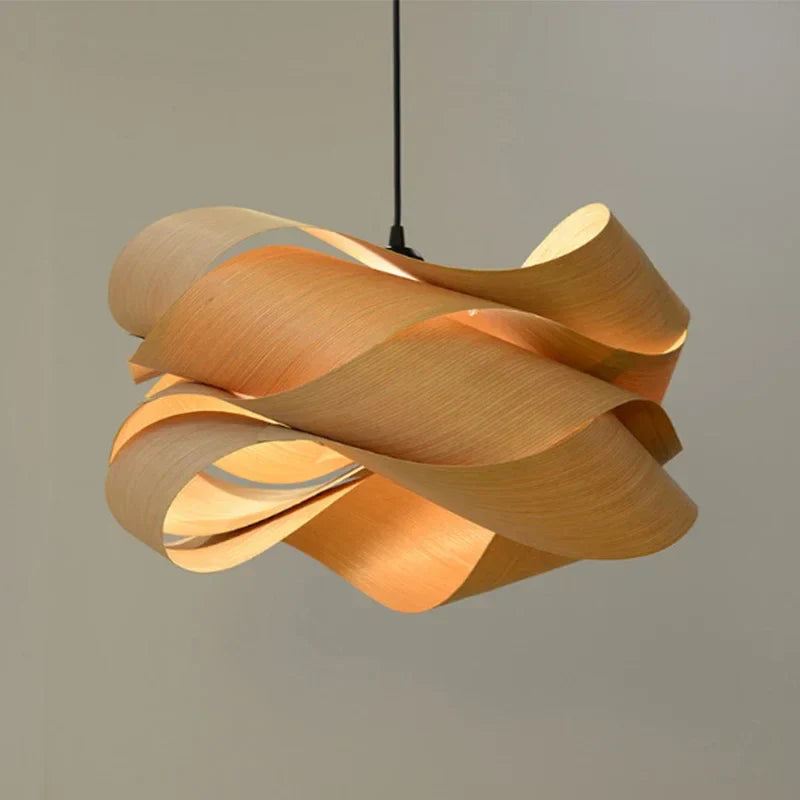 Creative Southeast Asian Wooden Pendant Lamp – Modern Simple LED Chandelier for Bedroom, Restaurant & Hallway Decor