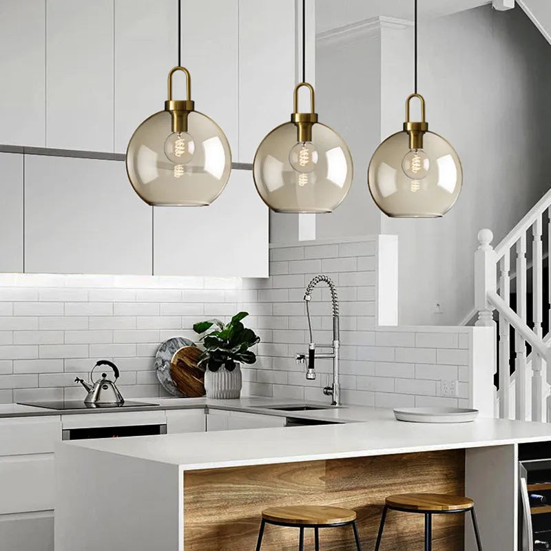 Modern Nordic Glass Pendant Light – Industrial Loft Hanging Lamp Fixture for Kitchen, Restaurant & Home Decor