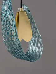 Nordic Glass Ribbon Chandelier Pendant Light with 3-Color Dimmable Lighting for Staircase & Home Decor