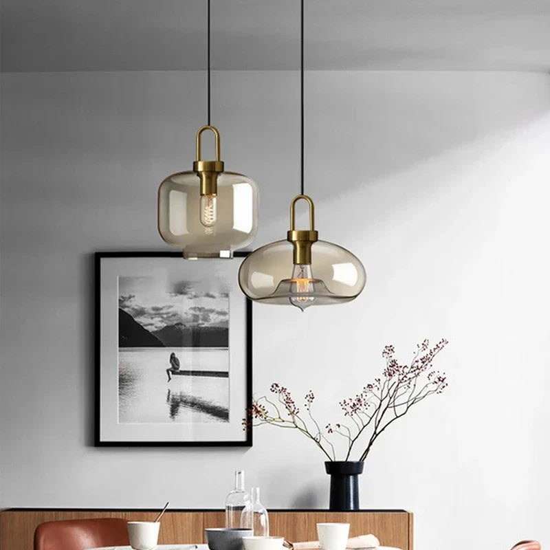 Modern Nordic Glass Pendant Light – Industrial Loft Hanging Lamp Fixture for Kitchen, Restaurant & Home Decor