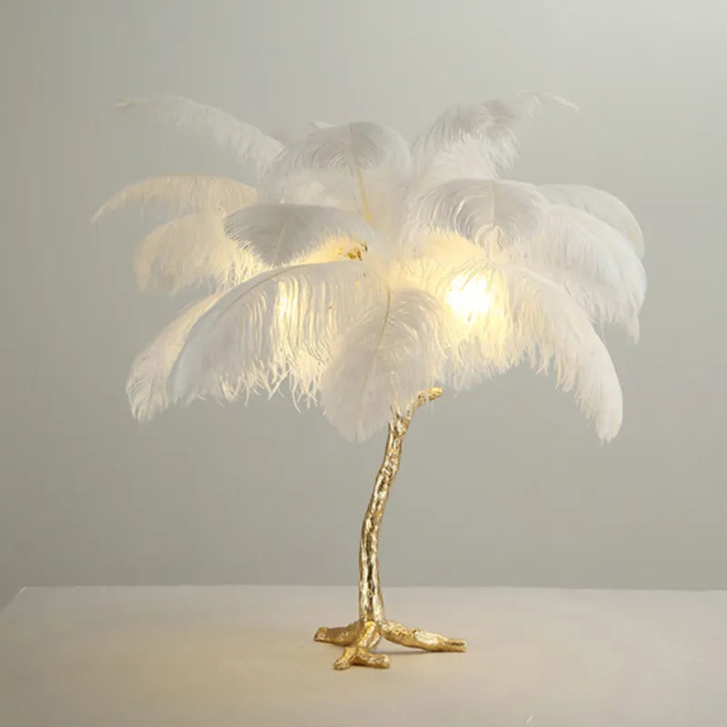 Nordic Ostrich Feather LED Floor Lamp – Modern Luxury Standing Light for Living Room & Bedroom Decor