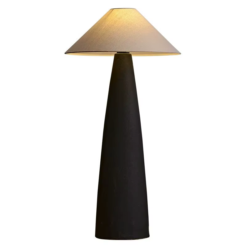 Scandinavian Ceramic Floor Lamp with Fabric Shade – Minimalist Nordic Lighting for Living Room & Bedroom