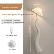 Scandinavian Sculptural Floor Lamp – Organic Wood Grain LED Standing Light for Living Room & Bedroom