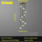 Nordic Glass Ribbon Chandelier Pendant Light with 3-Color Dimmable Lighting for Staircase & Home Decor