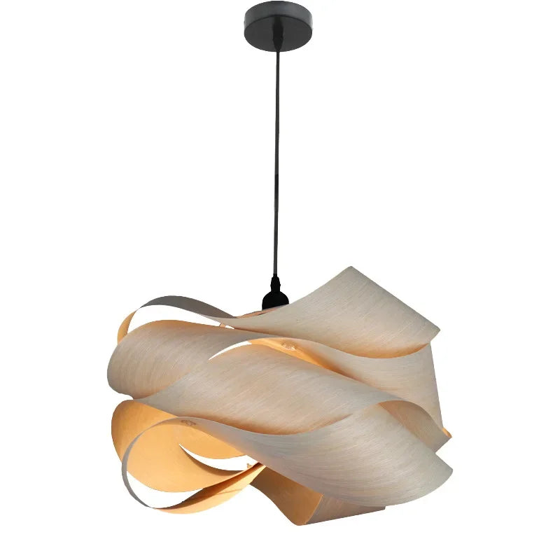 Creative Southeast Asian Wooden Pendant Lamp – Modern Simple LED Chandelier for Bedroom, Restaurant & Hallway Decor