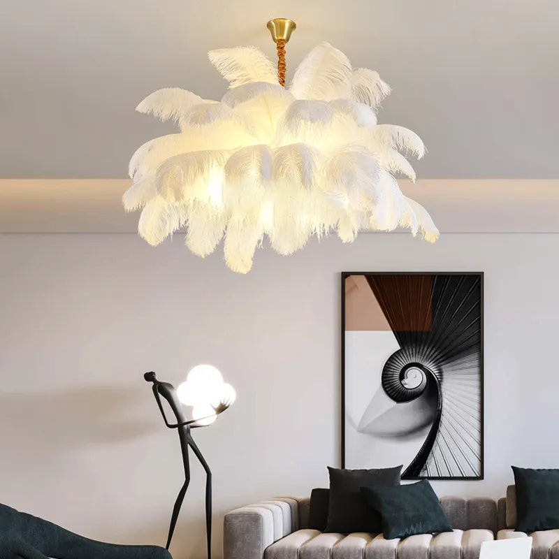 Modern Nordic Feather Pendant Chandelier Light for Living Room, Bedroom & Home Decor