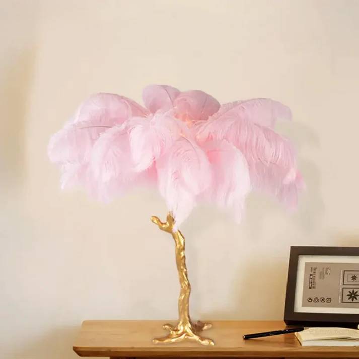 Nordic Ostrich Feather LED Floor Lamp – Modern Luxury Standing Light for Living Room & Bedroom Decor