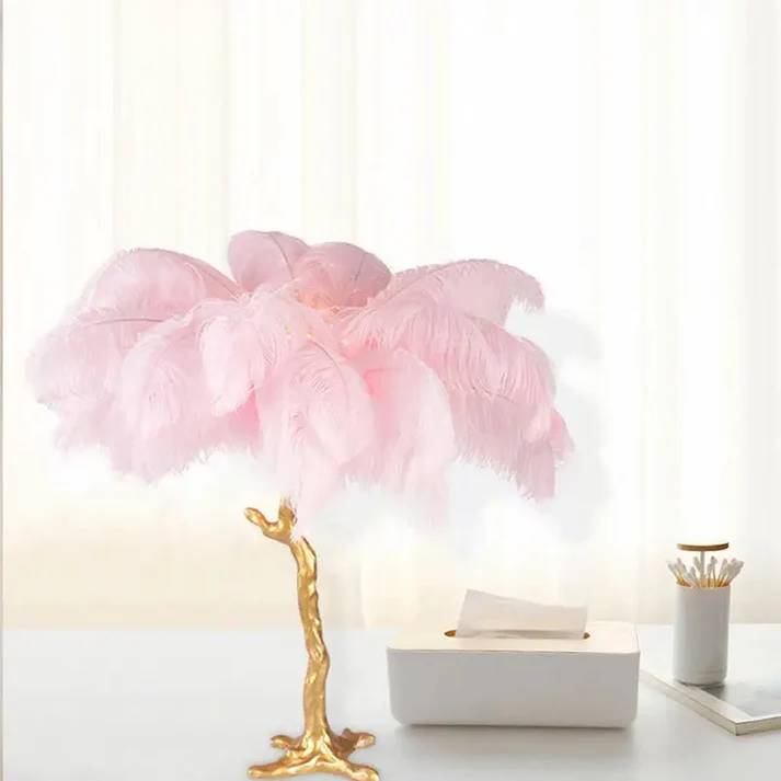 Nordic Ostrich Feather LED Floor Lamp – Modern Luxury Standing Light for Living Room & Bedroom Decor